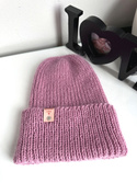 AUREA – ręcznie robiona ciepła czapka beanie baby merino + moher i jedwab dziecięca/damska 27/04 Stary Róż