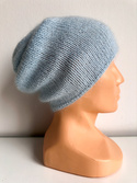 SOPHIA – czapka beanie handmade baby merino + moher i jedwab damska 11/07 Błękitny Stalowy