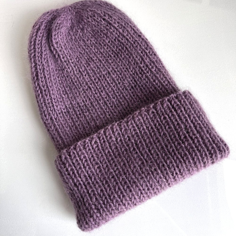 AUREA – ręcznie robiona czapka beanie baby merino + moher i jedwab dziecięca/damska 40/05 Ametyst