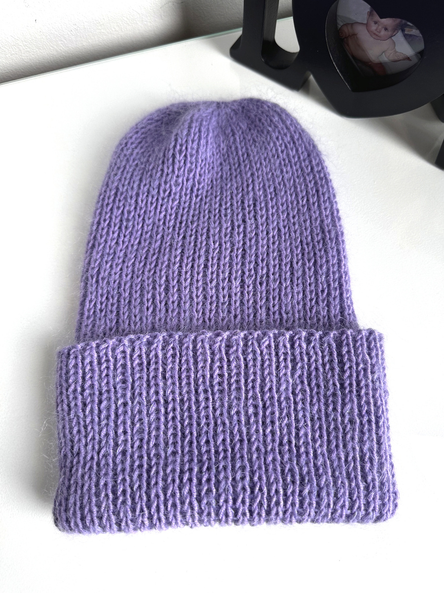 AUREA – czapka beanie handmade baby merino + moher i jedwab dziecięca/damska 14/11 Fioletowy
