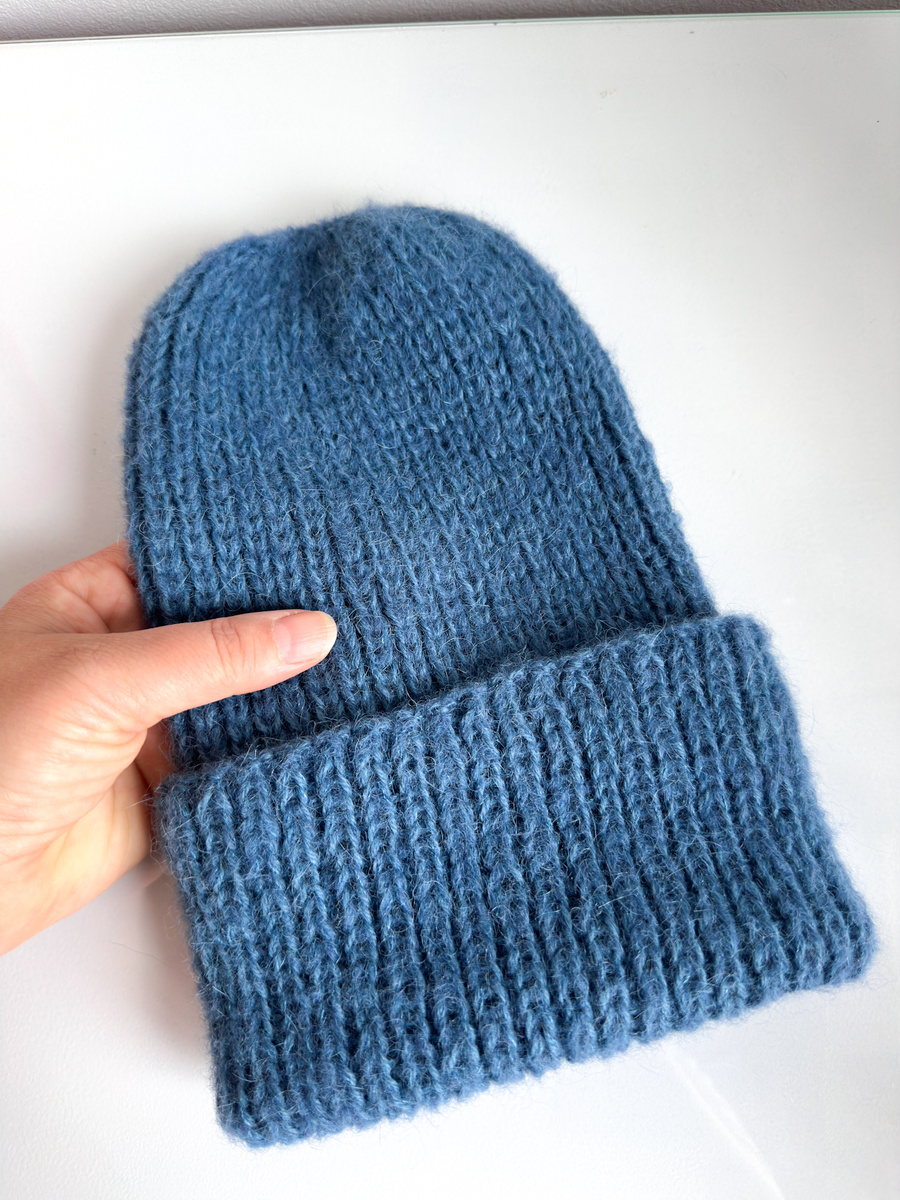 MORGANA – ręcznie robiona czapka damska alpaka + jedwab 6309/25 stalowy niebieski