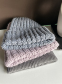 LAURIN Handmade Turn-Up Beanie 100% Alpaca 9021 mgła