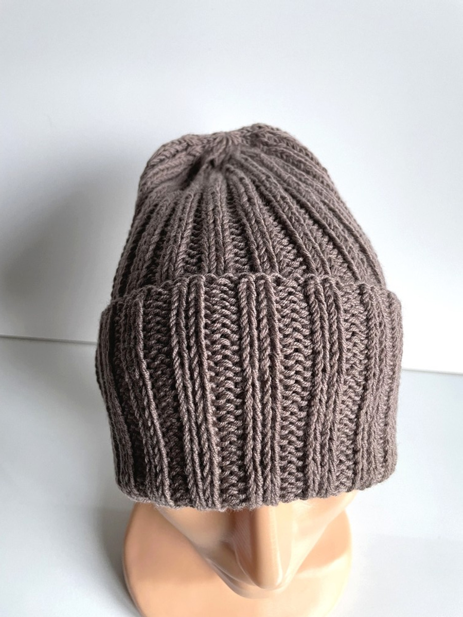 HELLI – czapka beanie wywijana z wełny baby merino 100% 17 beż, jesienno-zimowa, unisex