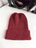 NANA – czapka beanie wywijana z wełny baby merino 51 bordowy jesienno-zimowa