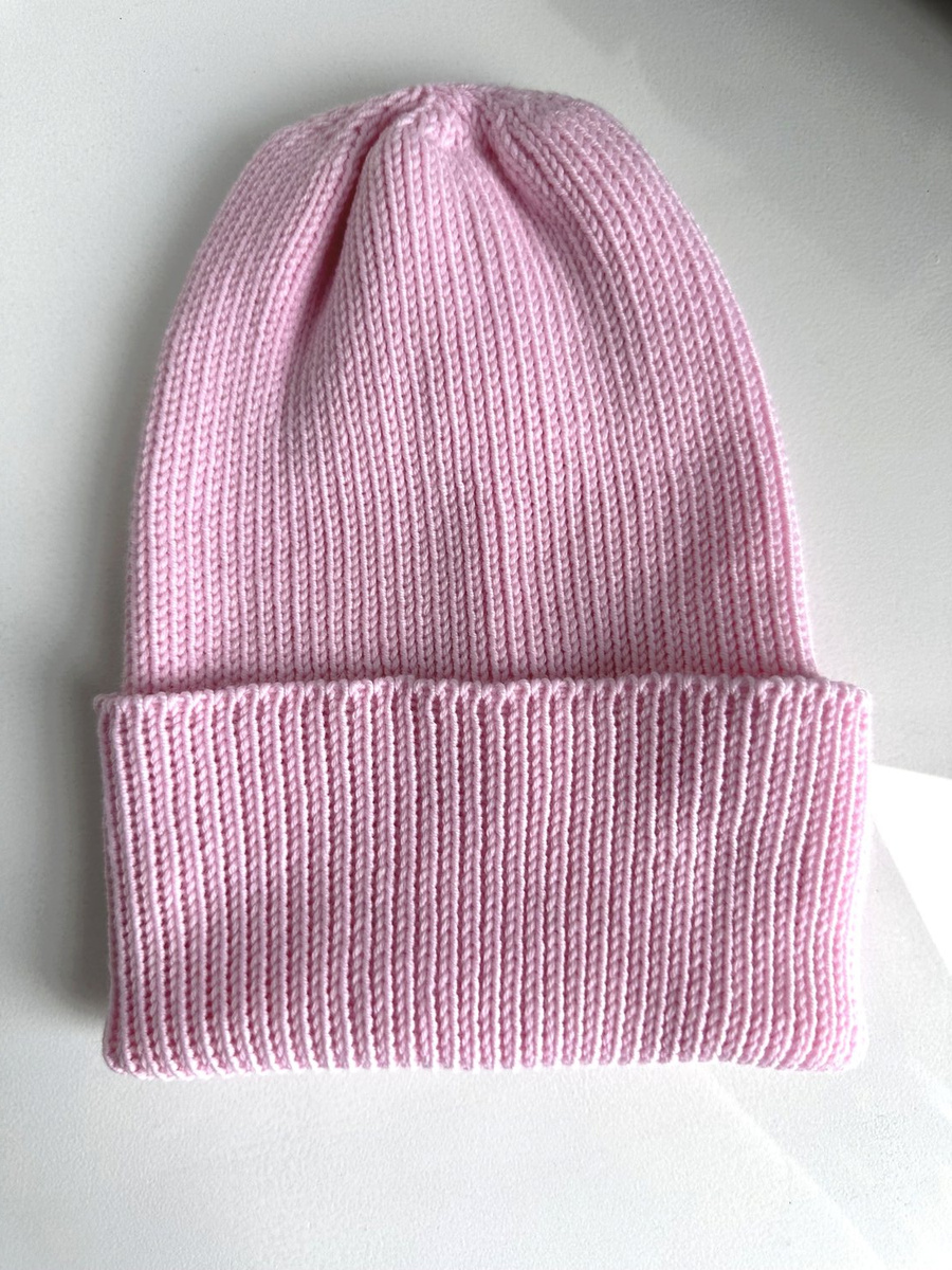 VARELLA Beanie-Mütze mit Umschlag 100% Baby-Merinowolle 05 Hellrosa