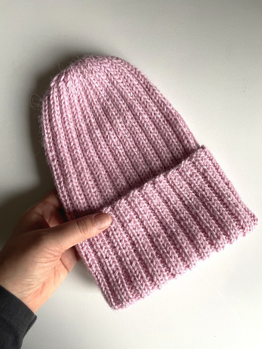 LAURIN – czapka z alpaki wywijana damska 3140 jasny róż