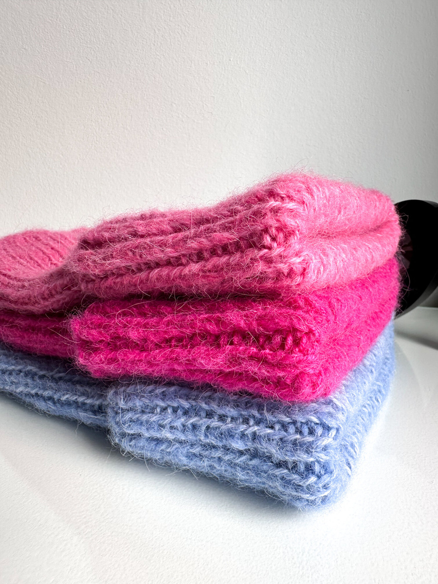 MORGANA – ręcznie robiona czapka damska alpaka + jedwab 6205/28 błękitny