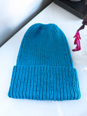 NANA – czapka wywijana beanie z wełny 100% baby merino 32 turkusowy