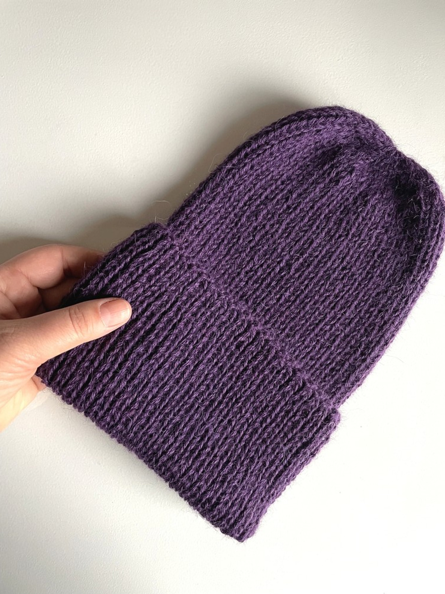 KIARA – czapka z alpaki damska 100% alpaka 4400 ciemny fiolet, zimowa wywijana