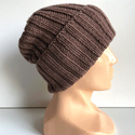 Wywijana czapka merino HELLI 100% Baby Merino 52 Czekolada