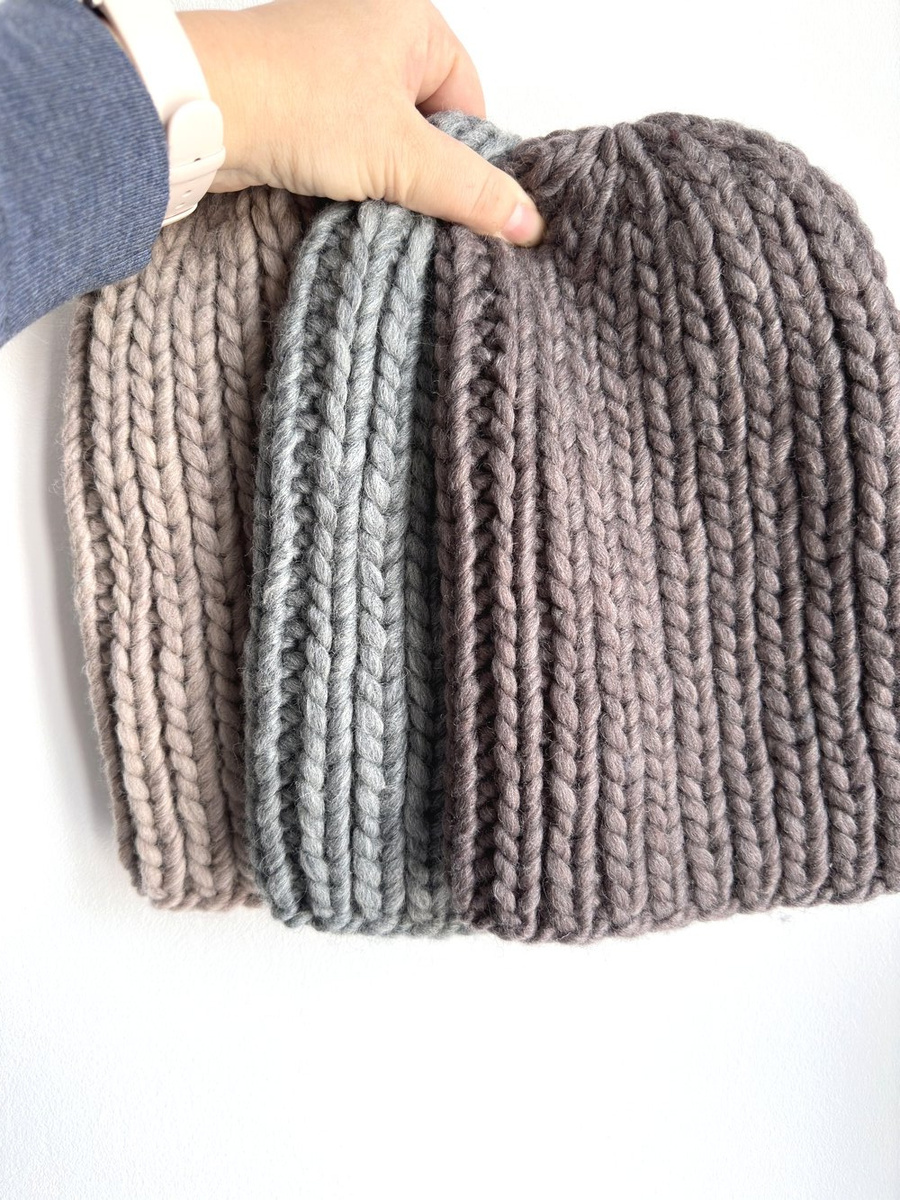 ASHER – gruba czapka zimowa damska z wełny 03 ciemny szary