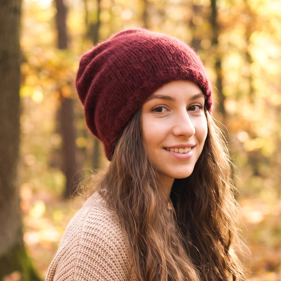 CHMURKA Handmade Alpaca Beanie 59 Czerwone Wino