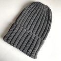 HELLI – czapka beanie wywijana z wełny baby merino 20 Ciemny szary