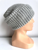 NANA – czapka wywijana beanie z wełny 100% baby merino 22 jasny szary