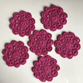 Urocze podkładki z bawełny - komplet 6 sztuk Fuksja