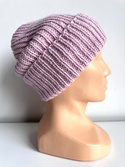 NANA – czapka beanie wywijana z wełny baby merino 54 Pudrowy Róż