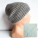 Czapka wywijana zrobiona ręcznie na drutach KIARA 100% Alpaka 501 Jasny Szary