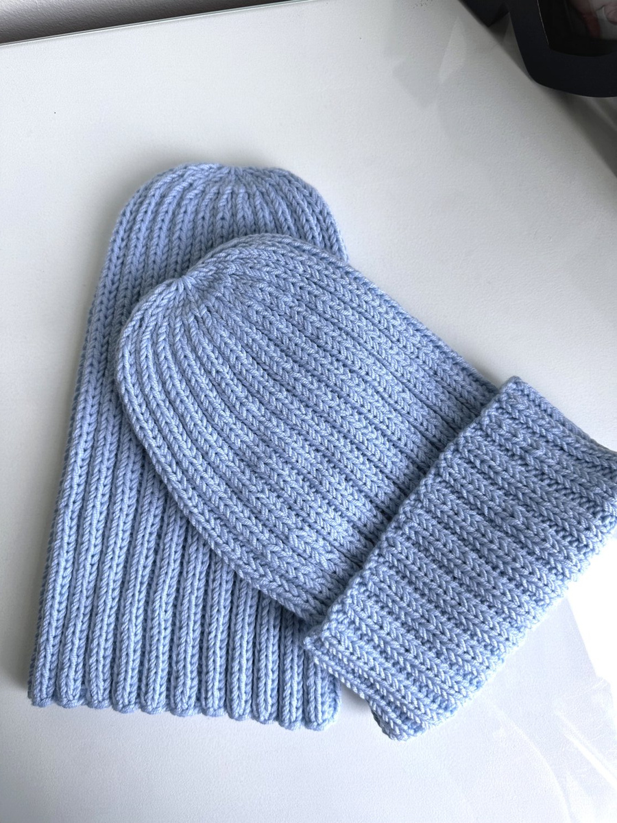 HELLI – czapka merino wywijana 100% baby merino 11 Błękitny Stalowy unisex zimowa