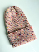 VARELLA Beanie-Mütze mit Umschlag 100% Baby-Merinowolle 103 Urodzinowe Confetti