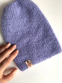 Handgemachte Damenmütze AUREA 100% Baby Merino plus Mohair und Seide 25/11 Lavendel