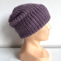 AUREA – ręcznie robiona czapka beanie baby merino + moher i jedwab dziecięca/damska 40/05 Ametyst
