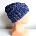 NELLI Handmade Turn-Up Merino Beanie 38 Niebieska Mgiełka