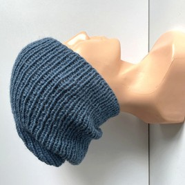 KIARA – czapka z alpaki 100% damska beanie 6309 średni niebieski petrol zimowa