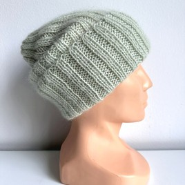 MARGARET – ręcznie robiona czapka wywijana alpaka + moher i jedwab 9030/47 Lody Pistacjowe