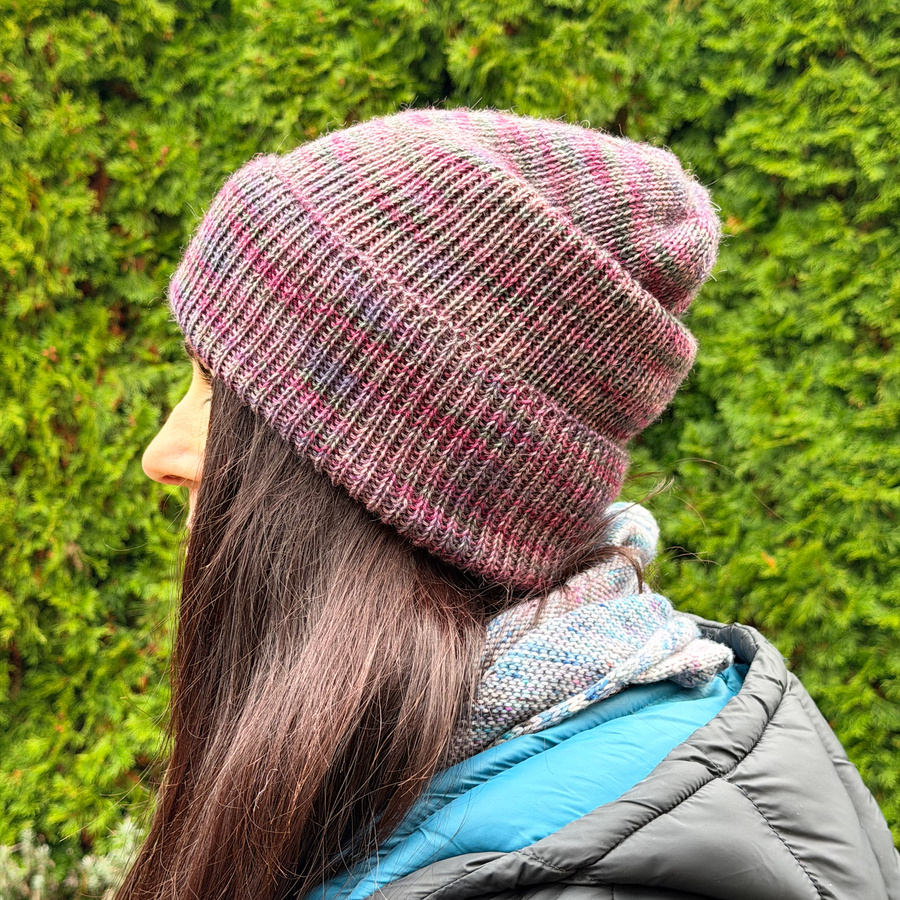 HELEN – czapka z 100% alpaki wywijana 073 fioletowy