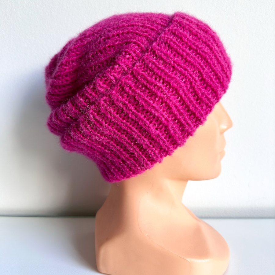 MORGANA – czapka damska wywijana alpaka + merynos 08/18 Fuksja