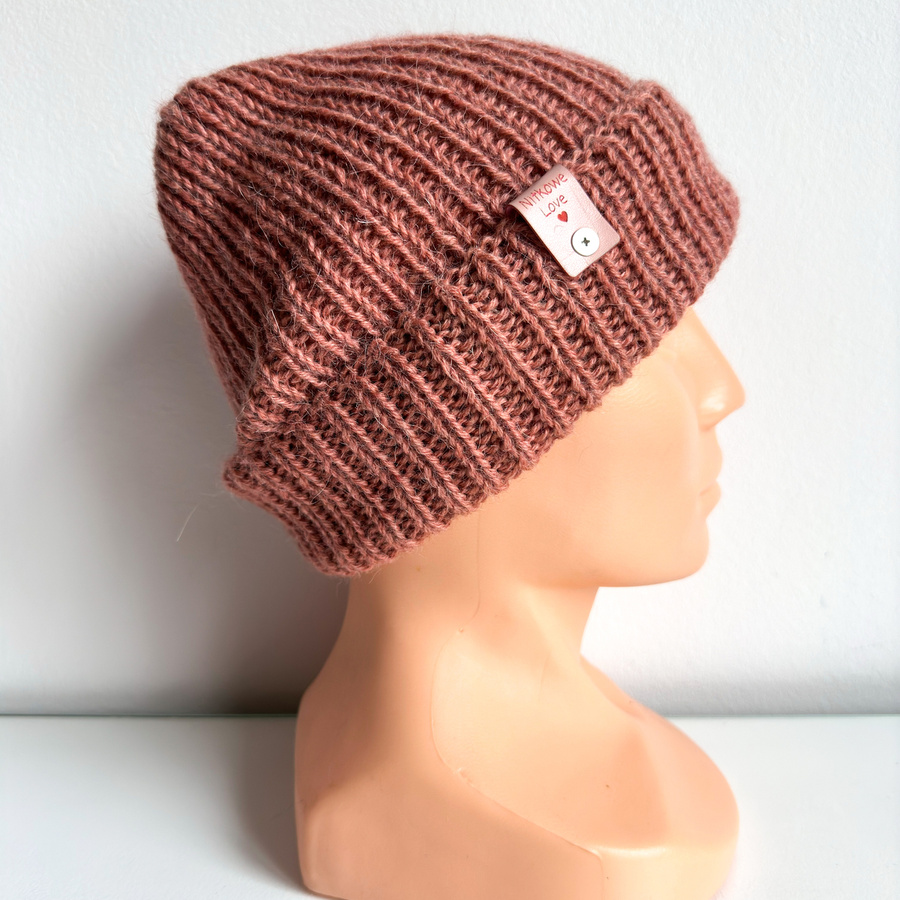 KIARA – czapka wywijana z alpaki 100% 9026 Blush zimowa