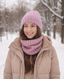 MARGARET Handmade Turn-Up Beanie Alpaca Mohair and Silk 3112/36 Pink with a Hint of Beige