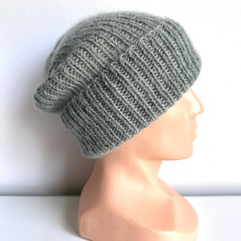 AUREA – czapka beanie handmade baby merino + moher jedwab dziecięca/damska 50/34 Zielona Szałwia