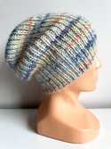 ALURA – ręcznie robiona ciepła czapka beanie merino + moher i jedwab damska 21/59 morski kapitan
