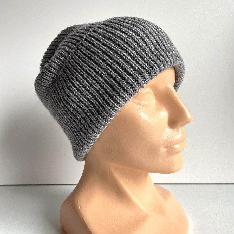 VARELLA – czapka merino beanie wywijana 19 szary 100% baby merino