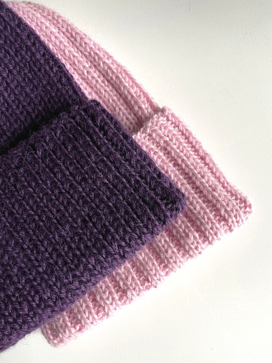 KIARA – czapka z alpaki damska 100% alpaka 4400 ciemny fiolet, zimowa wywijana