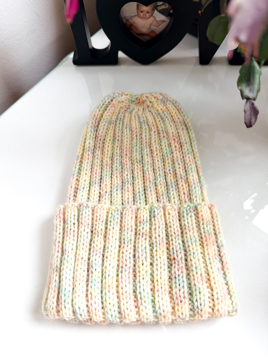NELLI Turn-Up Merino Wool Beanie 38 Niebieska Mgiełka Unisex Winter