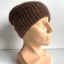 Handmade Czapka damska AUREA 100% Baby Merino plus moher i jedwab 52 Czekolada mleczna