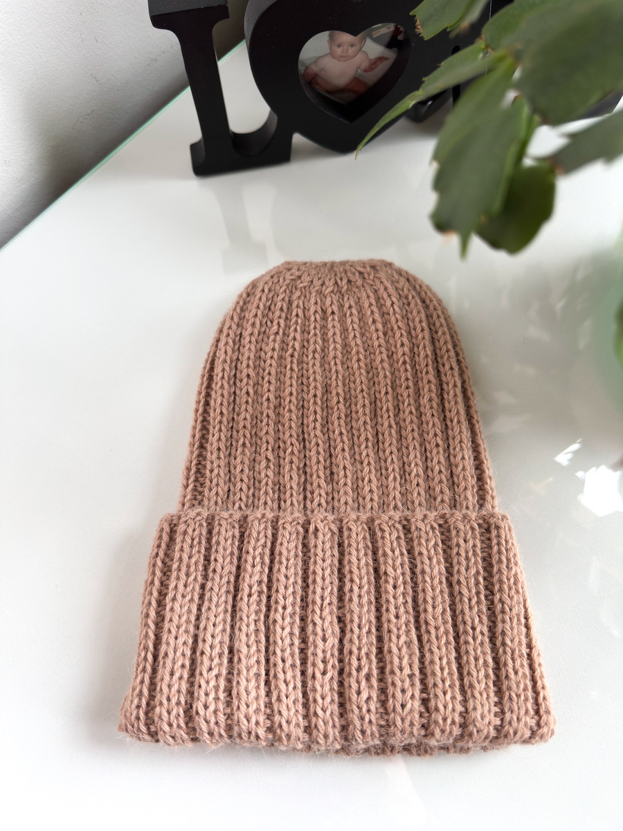 LAURIN Handgemachte Mütze mit Umschlag aus Alpaka 100% Alpaka 302 Camel beżowy