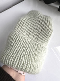 MARI – czapka wywijana alpaka + moher i jedwab damska 9030/47 Lody Pistacjowe