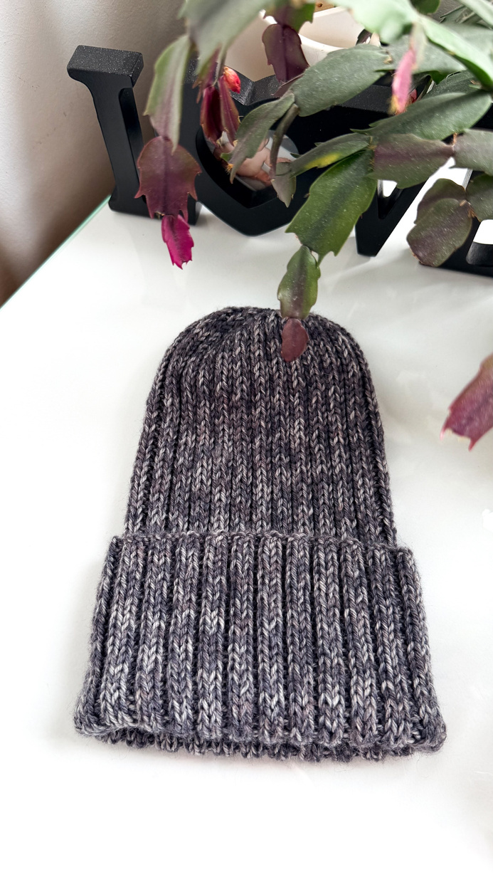 NELLI Handmade Merino Wool Beanie 31 Nocny Las Grey