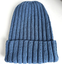 HELLI Turn-Up Beanie 100% Baby Merino Wool 42 Petrol Blue