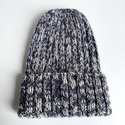 LAURIN Handmade Turn-Up Beanie 100% Alpaca 4305/100 ciemny indygo