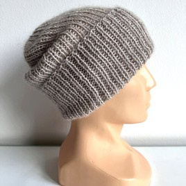 AUREA – ręcznie robiona czapka beanie wełniana merino z moherem damska/dziecięca 23/20 Jasny Beż
