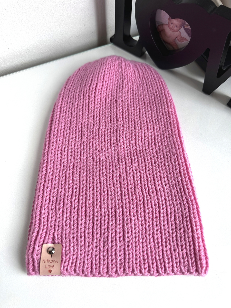 NANA – czapka beanie z wełny baby merino 07 różowy