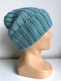 Wywijana czapka merino HELLI 100% Baby Merino 10 Turkusowy Jasny