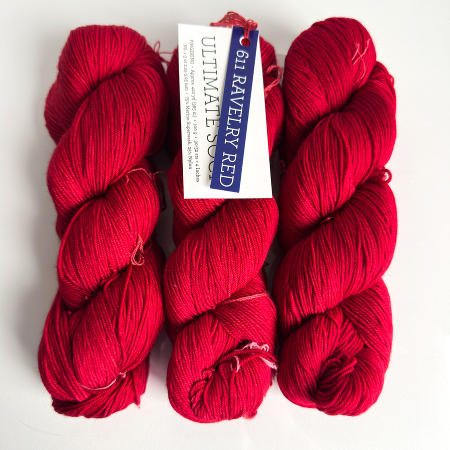 Ręcznie farbowana włóczka Malabrigo ULTIMATE SOCK merynos z nylonem US611 Ravelry Red