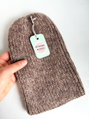 ALURA – ręcznie robiona ciepła czapka beanie merino + moher i jedwab damska 30 Prażony Migdał
