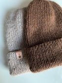 AUREA – czapka beanie handmade baby merino + moher i jedwab 52/35 Czekolada