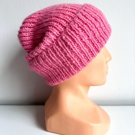 CHMURKA – czapka z alpaki damska ręcznie robiona 53 Lody Truskawkowe
